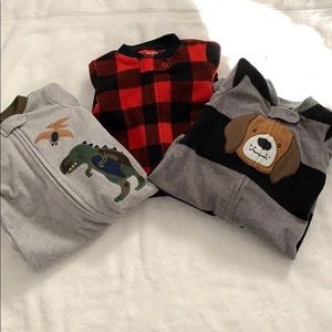 Bundle 3 Pieces-Fleece Reverse Zip Footie Pajamas